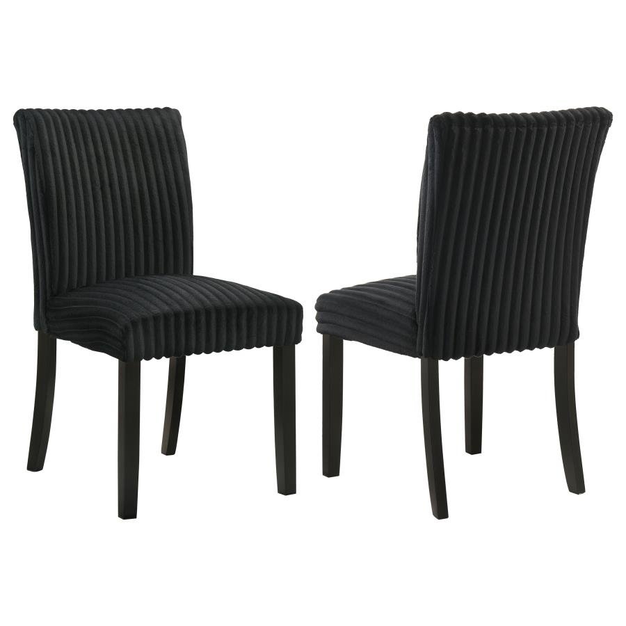 106512BLK_001x900.jpg DERMOTT UPHOLSTERED PARSON DINING SIDE CHAIR BLACK (SET OF 2) - Image 1