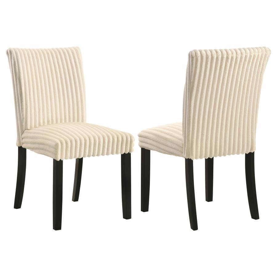 106512CRM_001x900.jpg DERMOTT UPHOLSTERED PARSON DINING SIDE CHAIR CREAM (SET OF 2) - Image 1