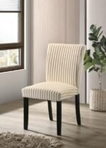DERMOTT UPHOLSTERED PARSON DINING SIDE CHAIR CREAM (SET OF 2) - Image 2