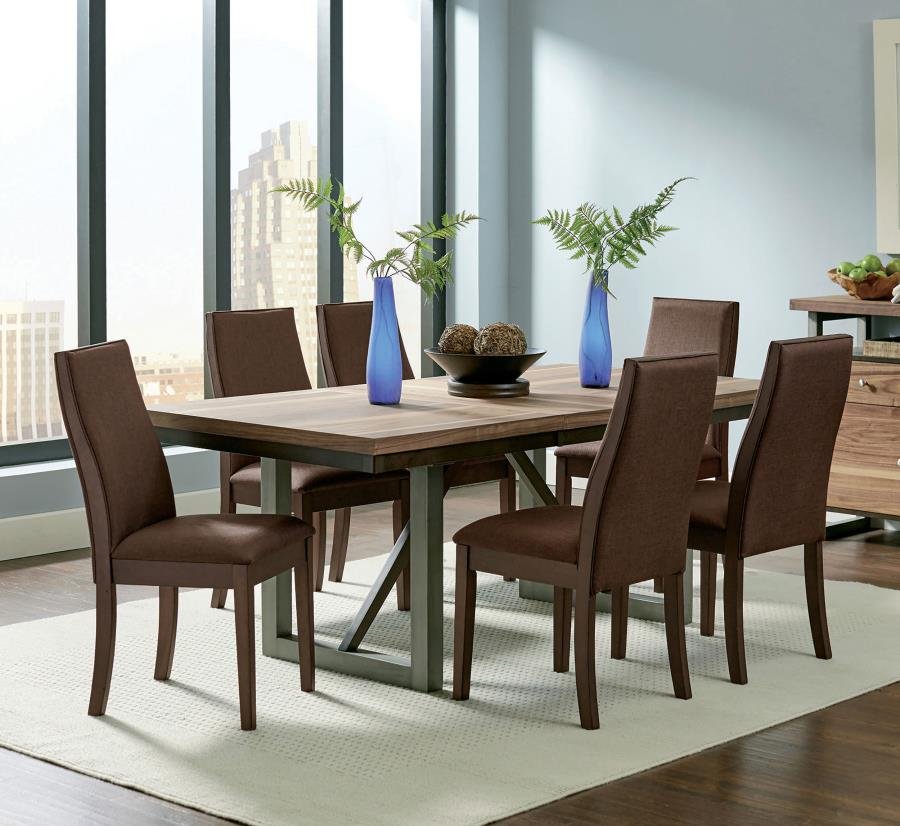 106581-S7_01x900.jpg SPRING CREEK 7-PIECE RECTANGULAR DINING TABLE SET CHOCOLATE - Image 1