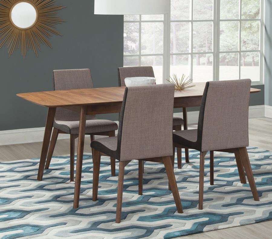 106591-S5_01x900.jpg REDBRIDGE 5-PIECE RECTANGULAR DINING SET NATURAL WALNUT - Image 1