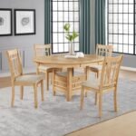 LAVON 5-PIECE OVAL EXTENSION LEAF DINING SET LIGHT OAK