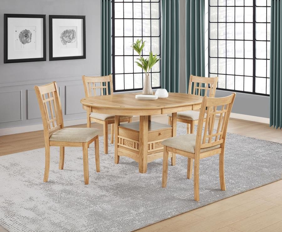 106620-S5_01x900.jpg LAVON 5-PIECE OVAL EXTENSION LEAF DINING SET LIGHT OAK - Image 1