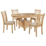 LAVON 5-PIECE OVAL EXTENSION LEAF DINING SET LIGHT OAK - Image 2