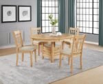LAVON OVAL 60-INCH WOOD EXTENSION LEAF DINING TABLE LIGHT OAK - Image 12