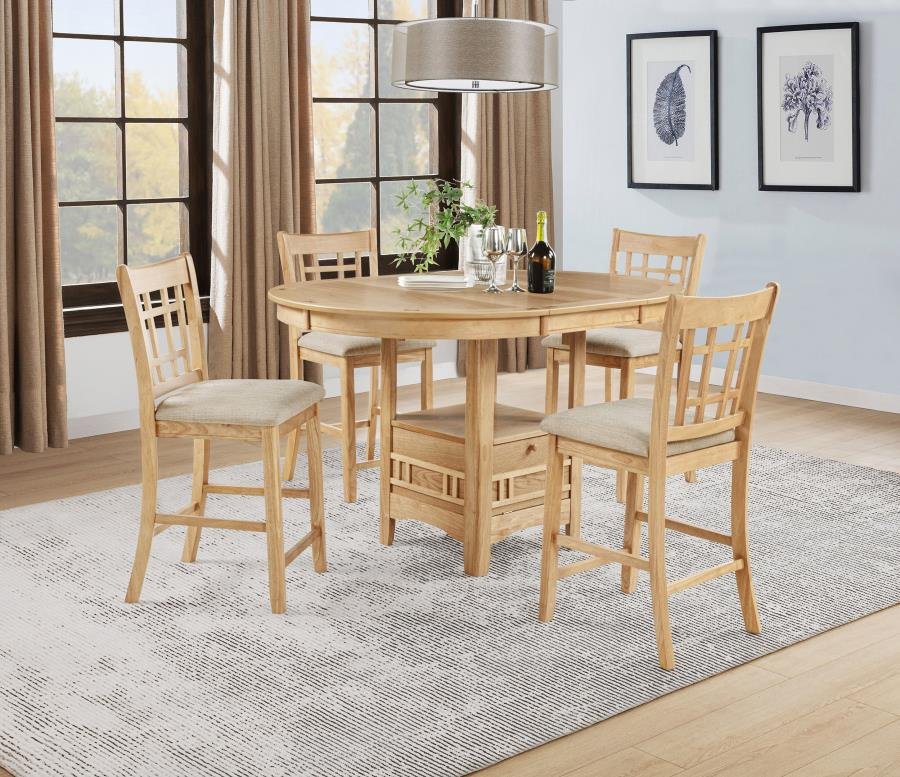 106628-S5_01x900.jpg LAVON 5-PIECE OVAL COUNTER HEIGHT DINING SET LIGHT OAK - Image 1