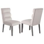 CARLA VELVET UPHOLSTERED DINING SIDE CHAIR STONE (SET OF 2)