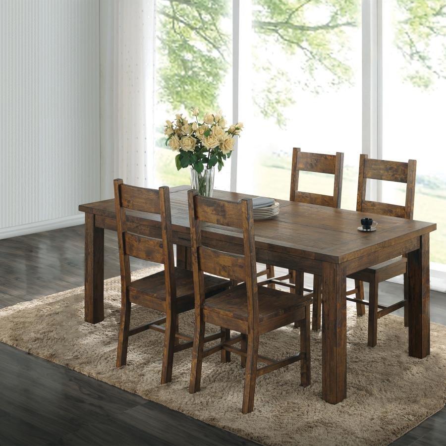 107041-S5_01x900.jpg COLEMAN 5-PIECE RECTANGULAR DINING SET RUSTIC GOLDEN BROWN - Image 1