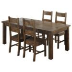 COLEMAN 5-PIECE RECTANGULAR DINING SET RUSTIC GOLDEN BROWN - Image 2