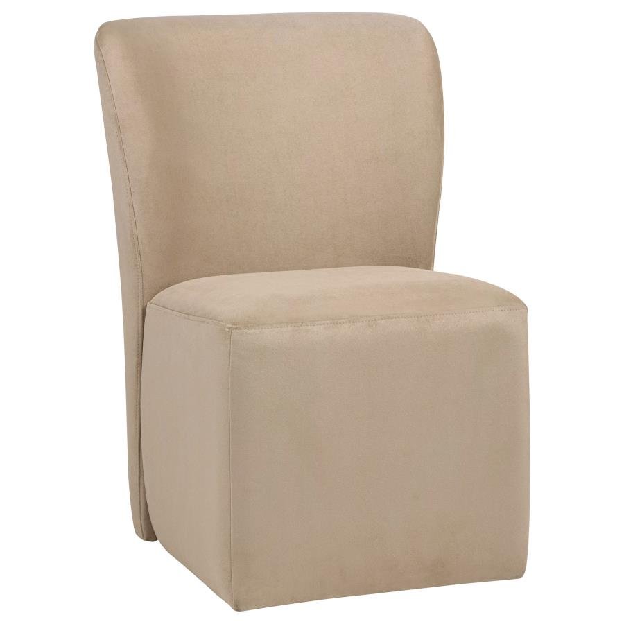 107052TAN_02x900.jpg JAELYNN UPHOLSTERED PARSONS DINING SIDE CHAIR TAN (SET OF 2) - Image 1