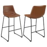 ZUNI FAUX LEATHER UPHOLSTERED BAR CHAIR SADDLE (SET OF 2)