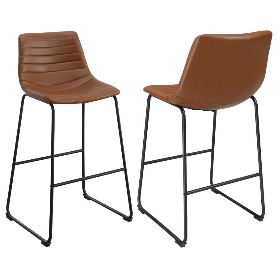 107219_001x900.jpg ZUNI FAUX LEATHER UPHOLSTERED BAR CHAIR SADDLE (SET OF 2) - Image 1