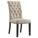 ALANA FABRIC UPHOLSTERED DINING SIDE CHAIR BEIGE (SET OF 2) - Image 3