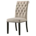 ALANA FABRIC UPHOLSTERED DINING SIDE CHAIR BEIGE (SET OF 2) - Image 5