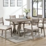 CORNELIA 7-PIECE RECTANGULAR DINING TABLE SET COASTAL GREY