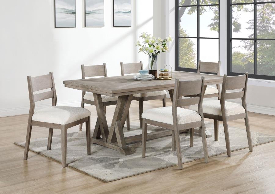 107441-S7_01x900.jpg CORNELIA 7-PIECE RECTANGULAR DINING TABLE SET COASTAL GREY - Image 1