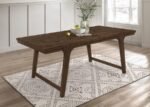 REYNOLDS RECTANGULAR 79-INCH WOOD DINING TABLE BROWN OAK - Image 2