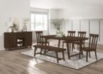 REYNOLDS RECTANGULAR 79-INCH WOOD DINING TABLE BROWN OAK - Image 10