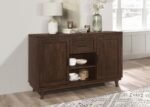 REYNOLDS 2-DOOR SIDEBOARD BUFFET STORAGE CABINET BROWN OAK - Image 2
