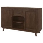 REYNOLDS 2-DOOR SIDEBOARD BUFFET STORAGE CABINET BROWN OAK - Image 5