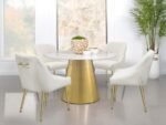 AMBROSE ROUND 50-INCH MARBLE TOP DINING TABLE BRUSHED GOLD - Image 7