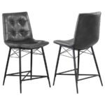 AIKEN UPHOLSTERED TUFTED COUNTER CHAIR CHARCOAL (SET OF 2)