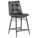 AIKEN UPHOLSTERED TUFTED COUNTER CHAIR CHARCOAL (SET OF 2) - Image 3