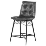 AIKEN UPHOLSTERED TUFTED COUNTER CHAIR CHARCOAL (SET OF 2) - Image 5