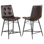 AIKEN UPHOLSTERED TUFTED COUNTER CHAIR BROWN (SET OF 2)