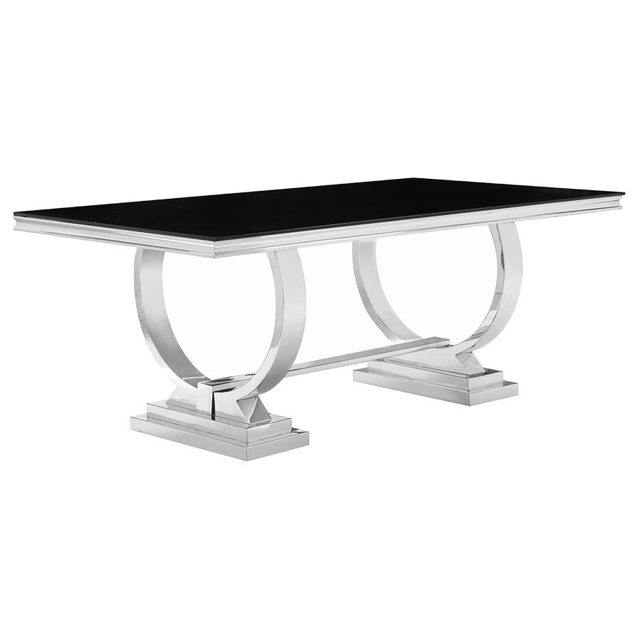 107871_02x900.jpg ANTOINE RECTANGULAR 95-INCH GLASS TOP DINING TABLE BLACK - Image 1