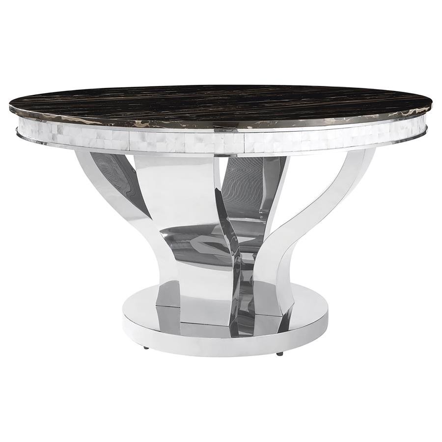 107891_02x900.jpg ANCHORAGE ROUND 51-INCH GLASS TOP DINING TABLE CHROME - Image 1