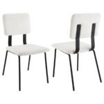 CALLA FABRIC UPHOLSTERED DINING SIDE CHAIR WHITE (SET OF 2)