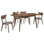 ALFREDO 5-PIECE BUTTERFLY LEAF DINING SET NATURAL WALNUT - Image 2