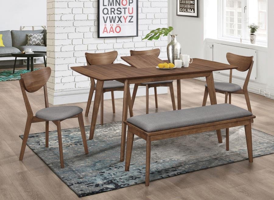 108080-S6_01x900.jpg ALFREDO 6-PIECE BUTTERFLY LEAF DINING SET NATURAL WALNUT - Image 1
