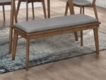 ALFREDO UPHOLSTERED DINING BENCH GREY AND NATURAL WALNUT - Image 2