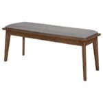 ALFREDO UPHOLSTERED DINING BENCH GREY AND NATURAL WALNUT - Image 4