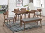 ALFREDO UPHOLSTERED DINING BENCH GREY AND NATURAL WALNUT - Image 10