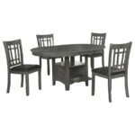 LAVON 5-PIECE OVAL EXTENSION LEAF DINING SET MEDIUM GREY - Image 2