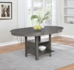 LAVON OVAL 60-INCH WOOD EXTENSION LEAF DINING TABLE MEDIUM GREY - Image 2