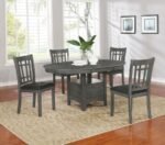 LAVON OVAL 60-INCH WOOD EXTENSION LEAF DINING TABLE MEDIUM GREY - Image 9