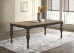 BRIDGET RECTANGULAR 79-INCH DINING TABLE BROWN BRUSHED - Image 2