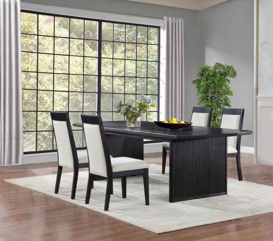 108231-S5A_01x900.jpg BROOKMEAD 5-PIECE EXTENSION LEAF DINING TABLE SET BLACK - Image 1