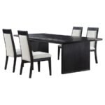 BROOKMEAD 5-PIECE EXTENSION LEAF DINING TABLE SET BLACK - Image 2