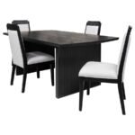 BROOKMEAD 5-PIECE EXTENSION LEAF DINING TABLE SET BLACK - Image 2