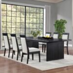 BROOKMEAD 7-PIECE EXTENSION LEAF DINING TABLE SET BLACK