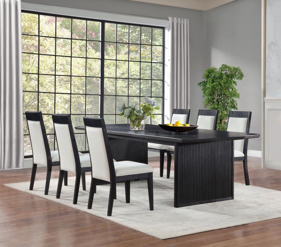 108231-S7A_01x900.jpg BROOKMEAD 7-PIECE EXTENSION LEAF DINING TABLE SET BLACK - Image 1
