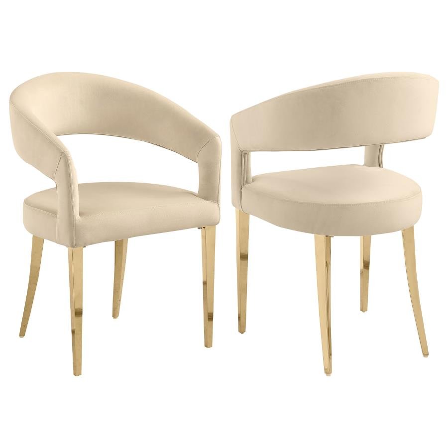 108286_001x900.jpg GALIANO VELVET UPHOLSTERED DINING ARM CHAIR BEIGE (SET OF 2) - Image 1