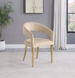 GALIANO VELVET UPHOLSTERED DINING ARM CHAIR BEIGE (SET OF 2) - Image 2