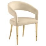 GALIANO VELVET UPHOLSTERED DINING ARM CHAIR BEIGE (SET OF 2) - Image 3
