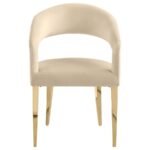 GALIANO VELVET UPHOLSTERED DINING ARM CHAIR BEIGE (SET OF 2) - Image 4